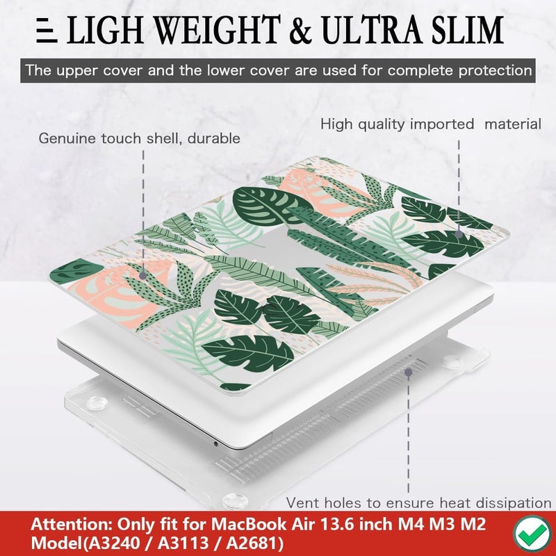 CISSOOK MacBook Air 13.6 inch Case A2681 M2 A3113 M3 with Touch ID, Tropical Palm Leaves, Hard Shell, Keyboard Cover, Screen Protector, Type C Adapter - Image 4